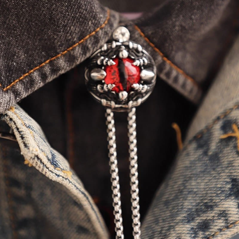 Handmade Retro Demon Eye Claws Steel Chain Bolo Tie