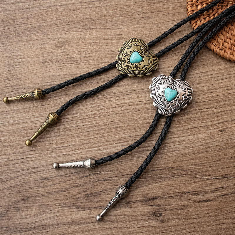 Creative Heart Shaped Turquoise Pendant Bolo Tie