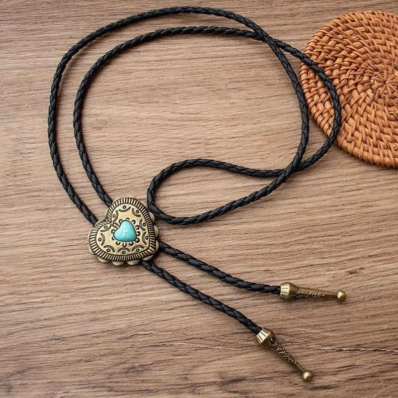 Creative Heart Shaped Turquoise Pendant Bolo Tie
