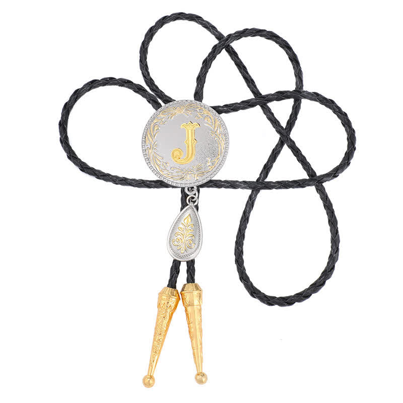 Initial Letter A To Z Bolo Tie With Teardrop-Shaped Pendant