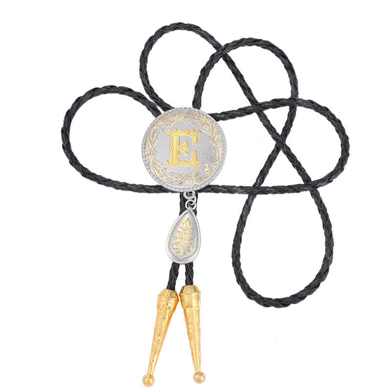 Initial Letter A To Z Bolo Tie With Teardrop-Shaped Pendant