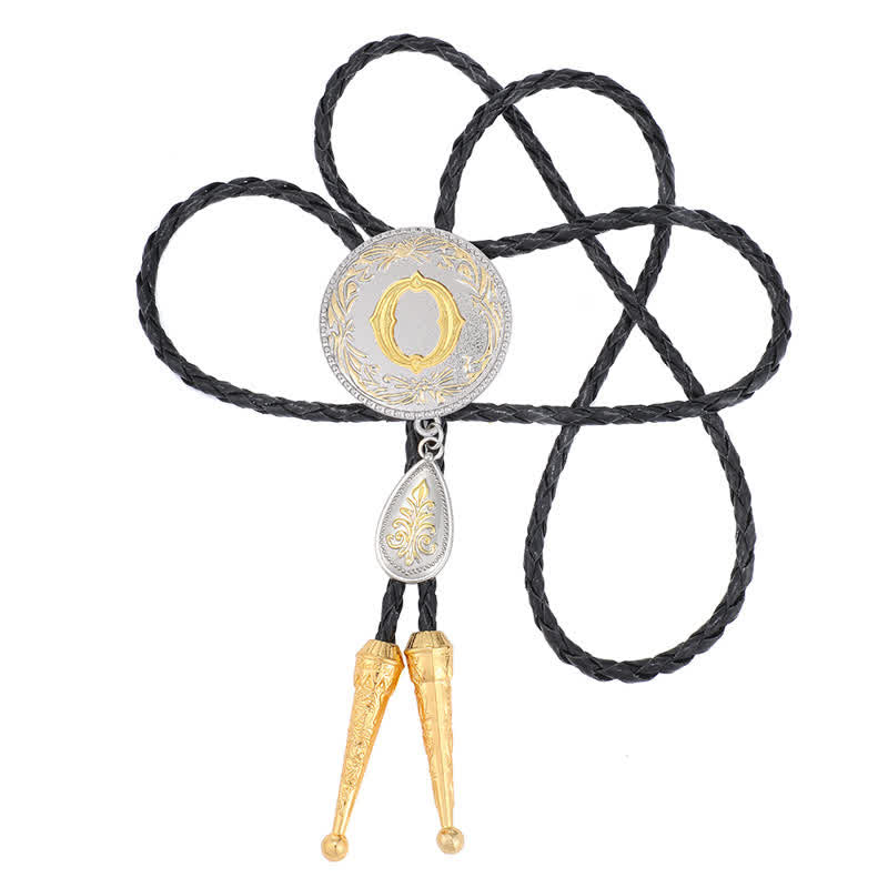 Initial Letter A To Z Bolo Tie With Teardrop-Shaped Pendant