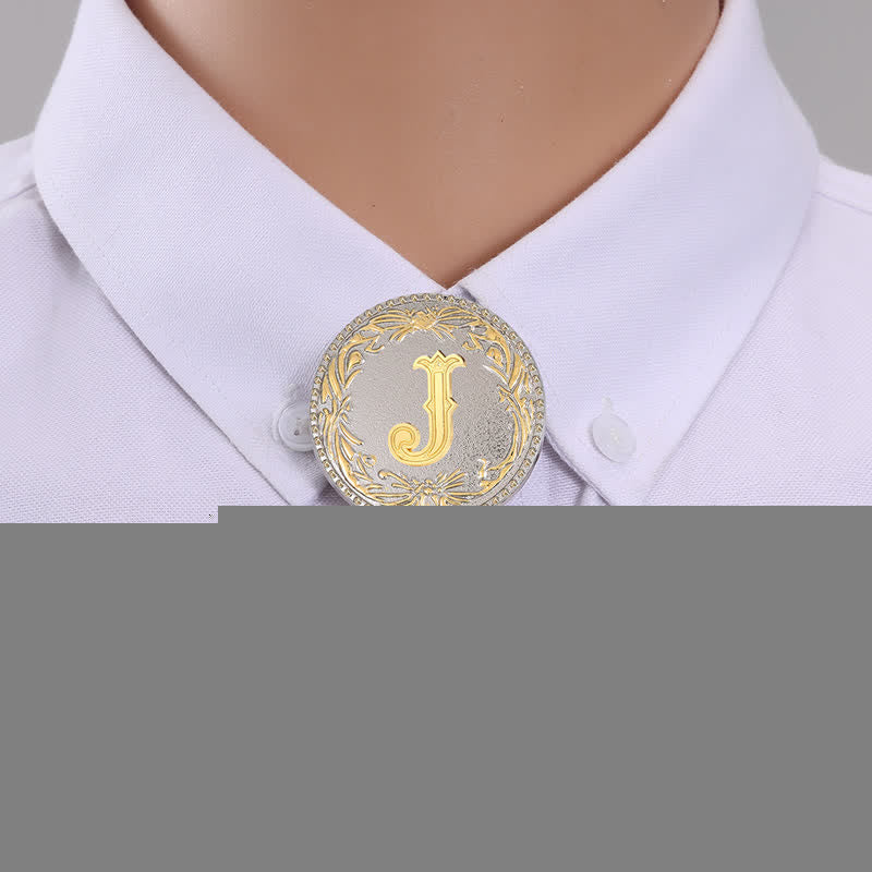 Initial Letter Brown Leather Bolo Tie With Teardrop-Shaped Pendant