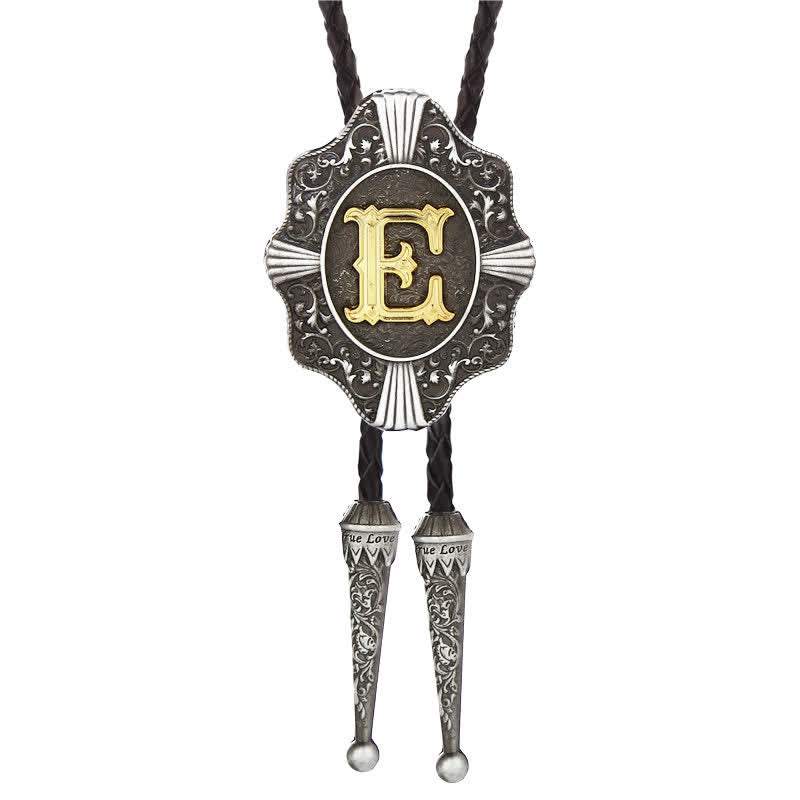 Intricate Filigree Design Initial Letter A To Z Bolo Tie