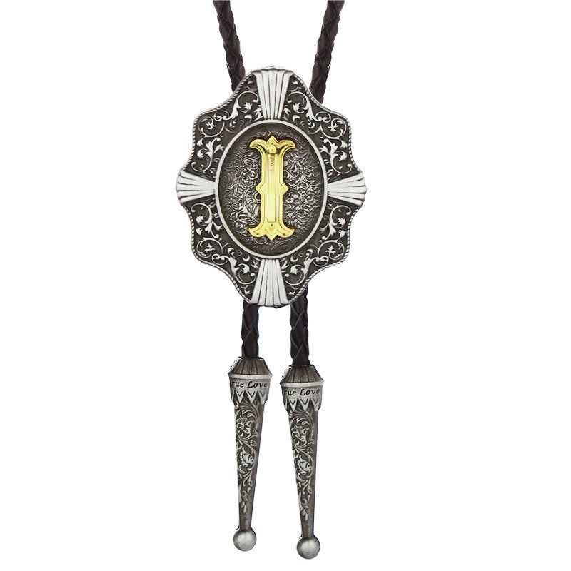 Intricate Filigree Design Initial Letter A To Z Bolo Tie
