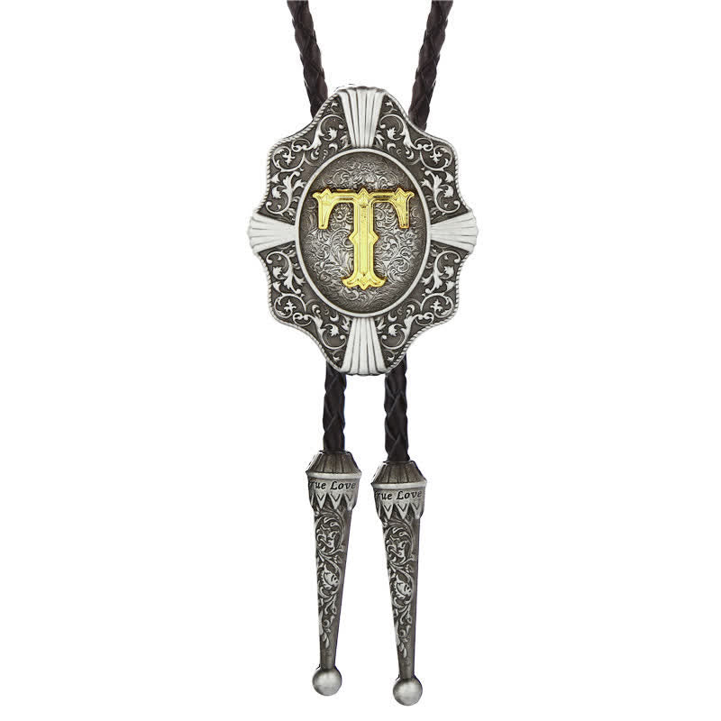 Intricate Filigree Design Initial Letter A To Z Bolo Tie