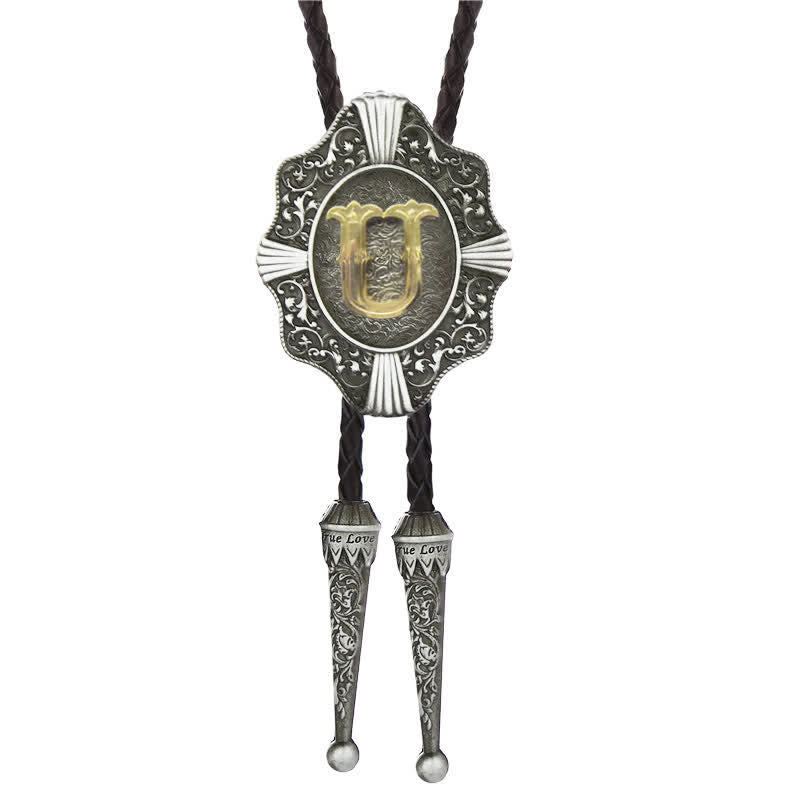 Intricate Filigree Design Initial Letter A To Z Bolo Tie