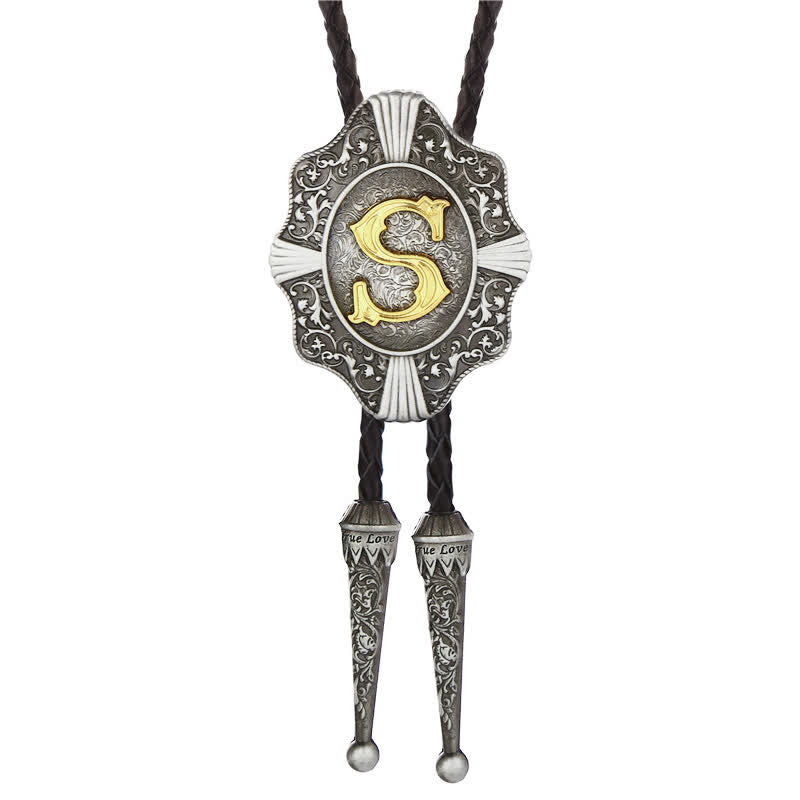 Intricate Filigree Design Initial Letter A To Z Bolo Tie