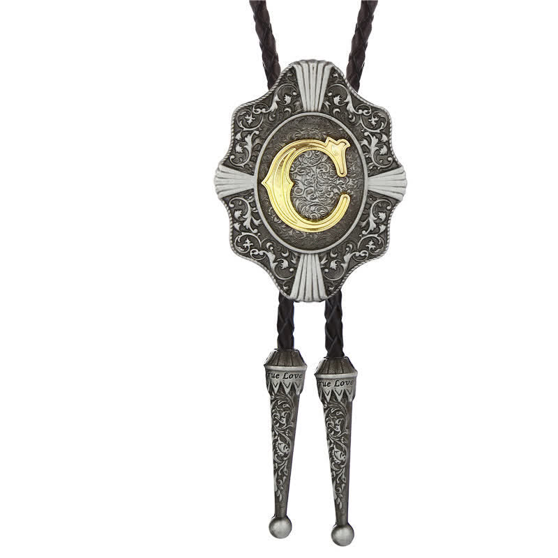 Intricate Filigree Design Initial Letter A To Z Bolo Tie