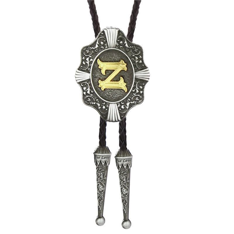 Intricate Filigree Design Initial Letter A To Z Bolo Tie