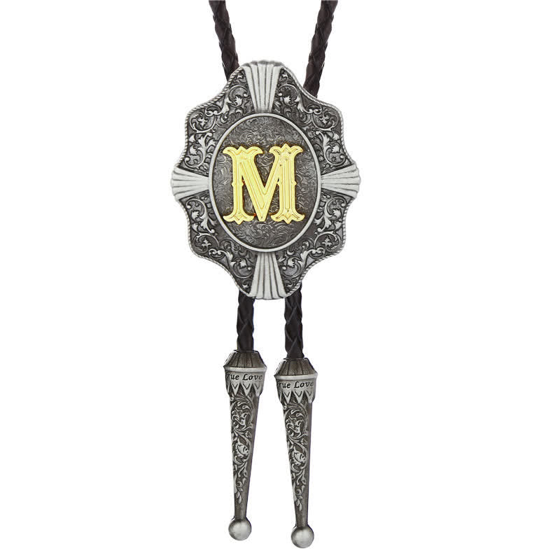 Intricate Filigree Design Initial Letter A To Z Bolo Tie