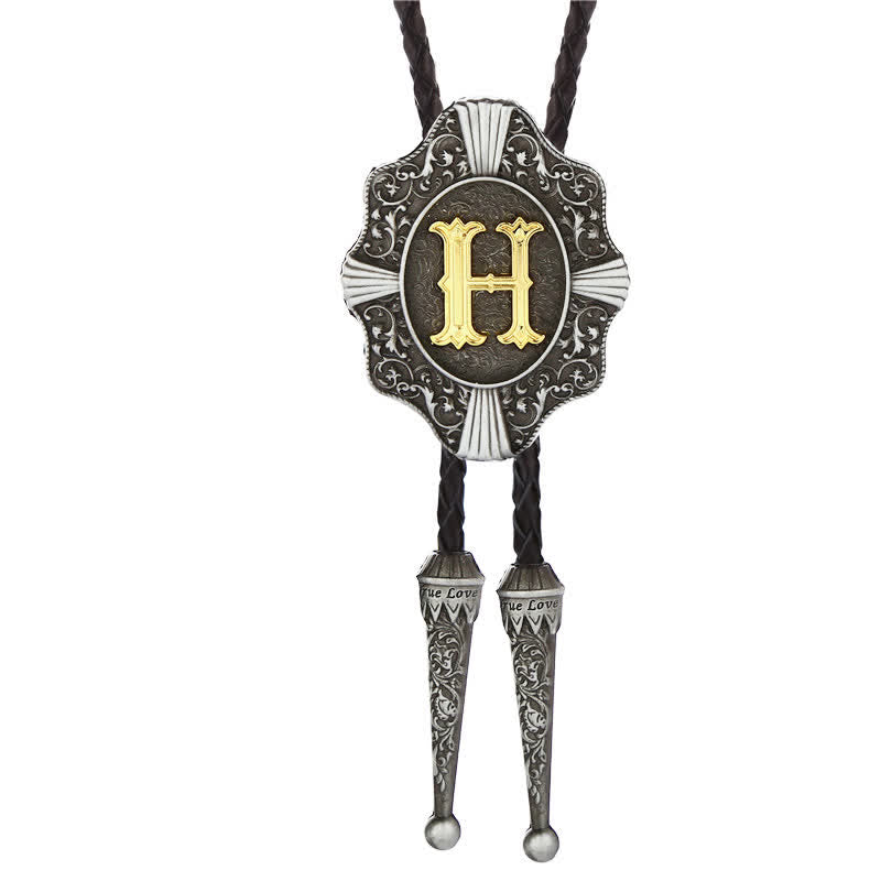 Intricate Filigree Design Initial Letter A To Z Bolo Tie