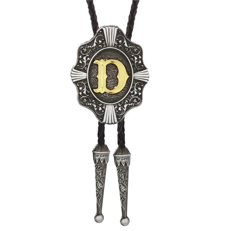 Intricate Filigree Design Initial Letter A To Z Bolo Tie