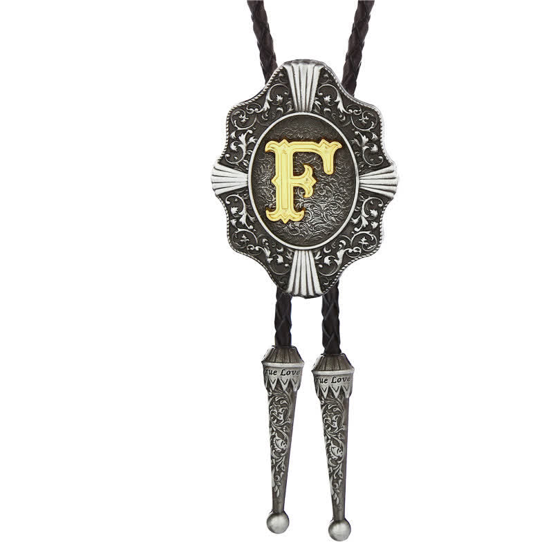 Intricate Filigree Design Initial Letter A To Z Bolo Tie