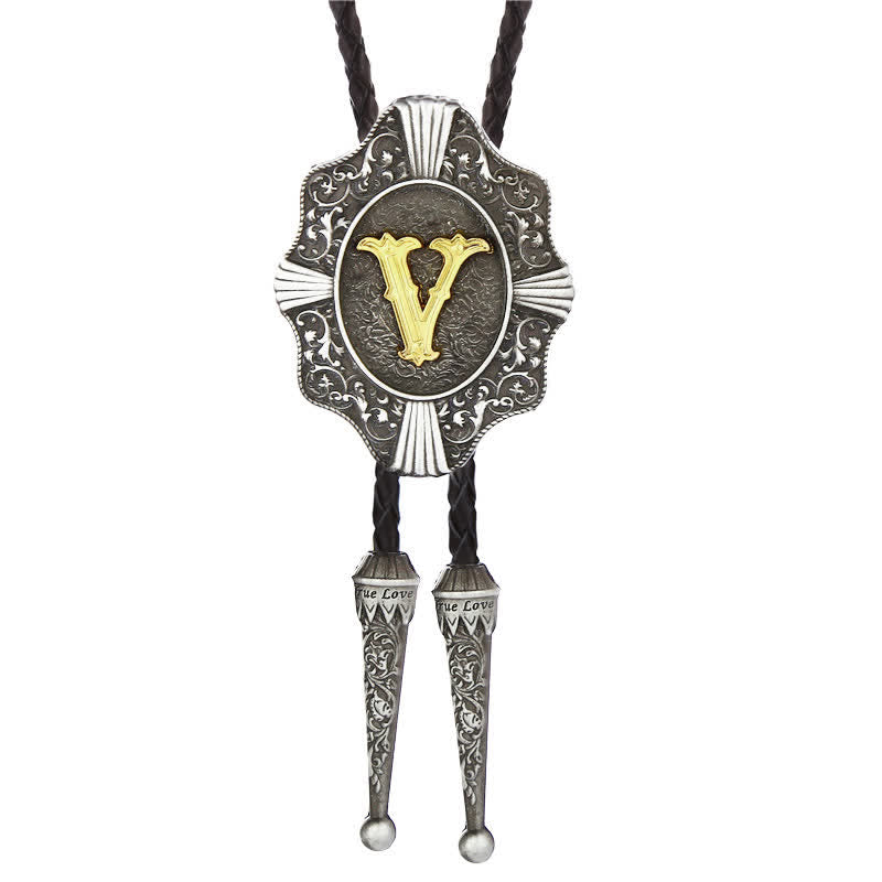 Intricate Filigree Design Initial Letter A To Z Bolo Tie