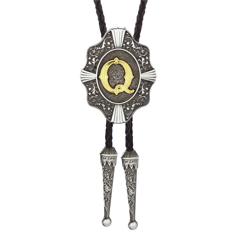 Intricate Filigree Design Initial Letter A To Z Bolo Tie