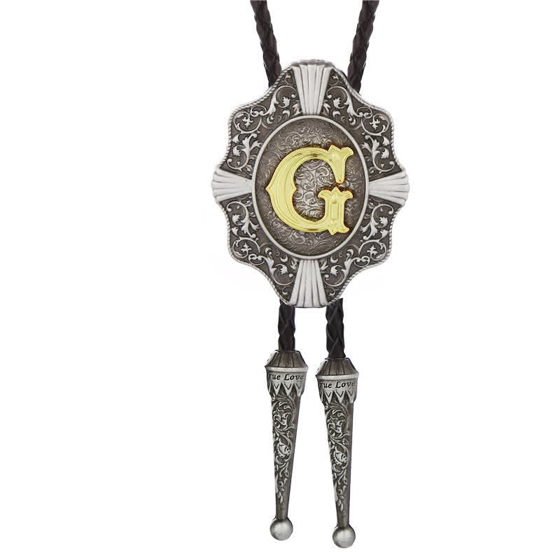 Intricate Filigree Design Initial Letter A To Z Bolo Tie
