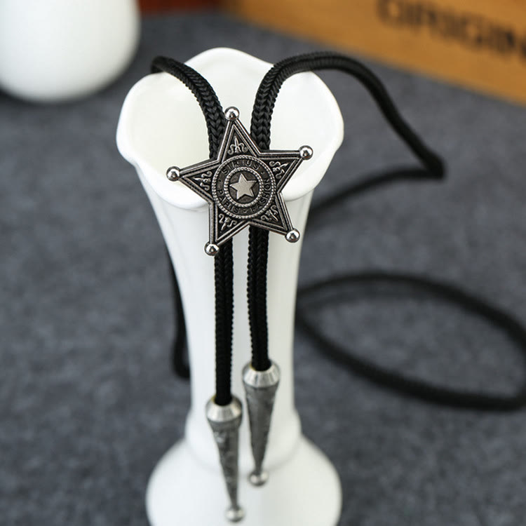 Retro Sheriff Star-Shaped Pendant Bolo Tie