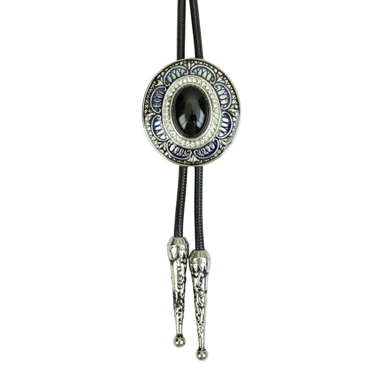 Vintage Onyx and Enamel Bolo Tie