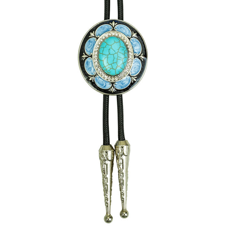 Vintage Onyx and Enamel Bolo Tie