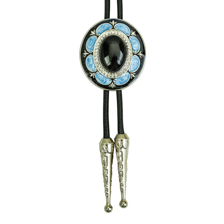 Vintage Onyx and Enamel Bolo Tie