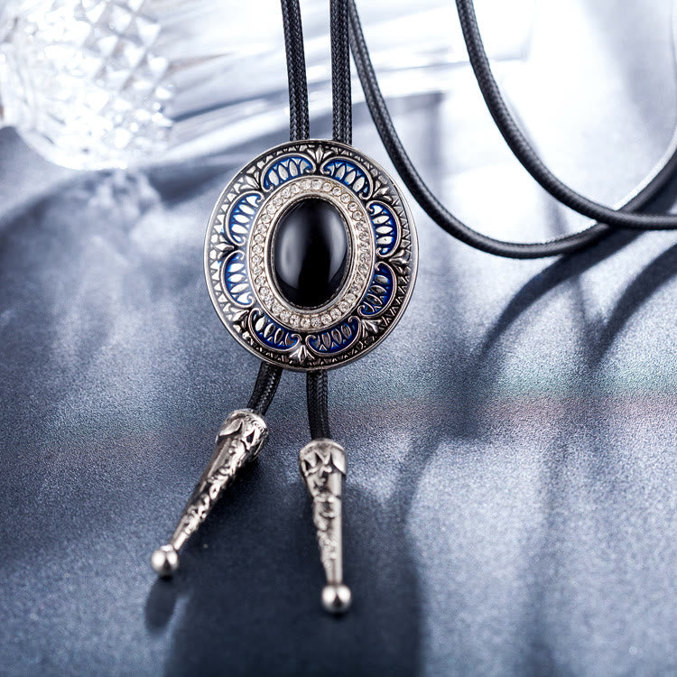 Vintage Onyx and Enamel Bolo Tie