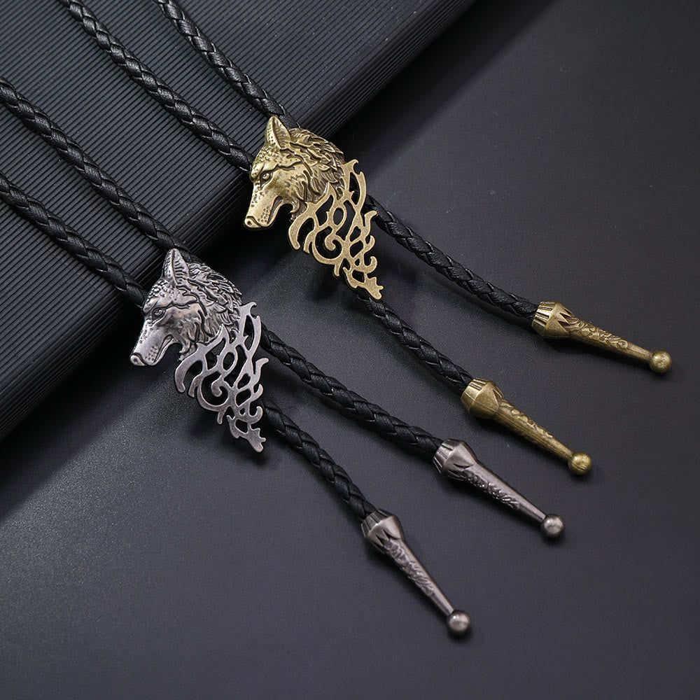 Wolf Head Pattern Retro Bolo Tie