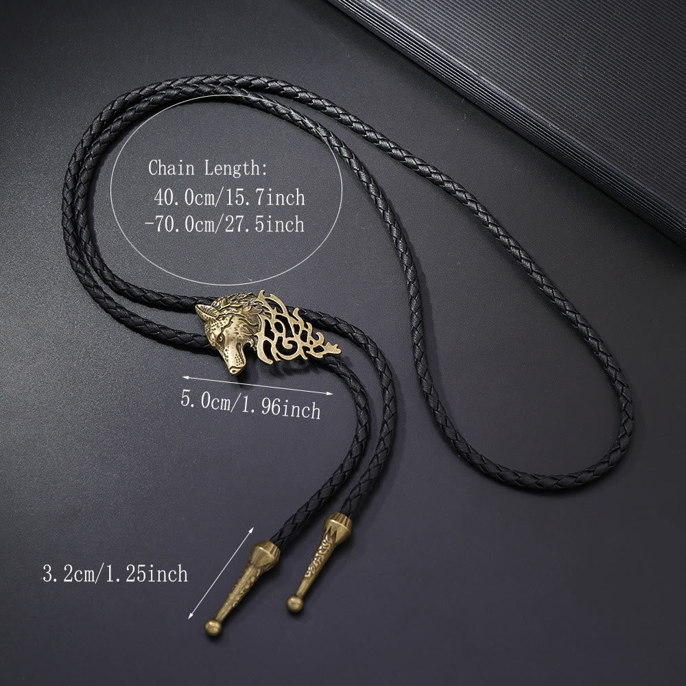 Wolf Head Pattern Retro Bolo Tie