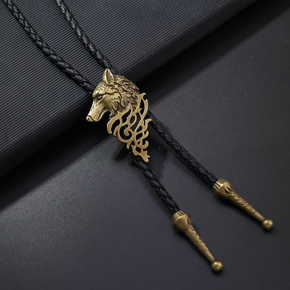 Wolf Head Pattern Retro Bolo Tie