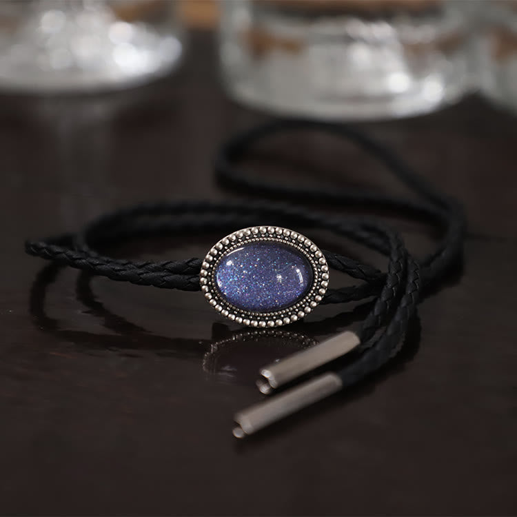 Glitter Purple Gem Retro Metal Bolo Ties