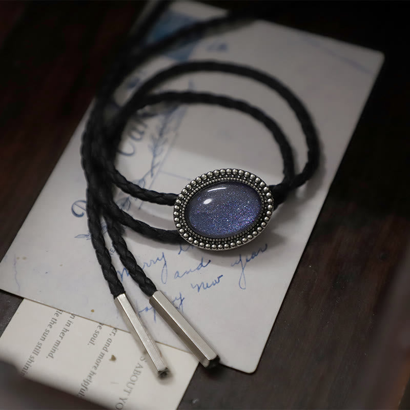 Glitter Purple Gem Retro Metal Bolo Ties