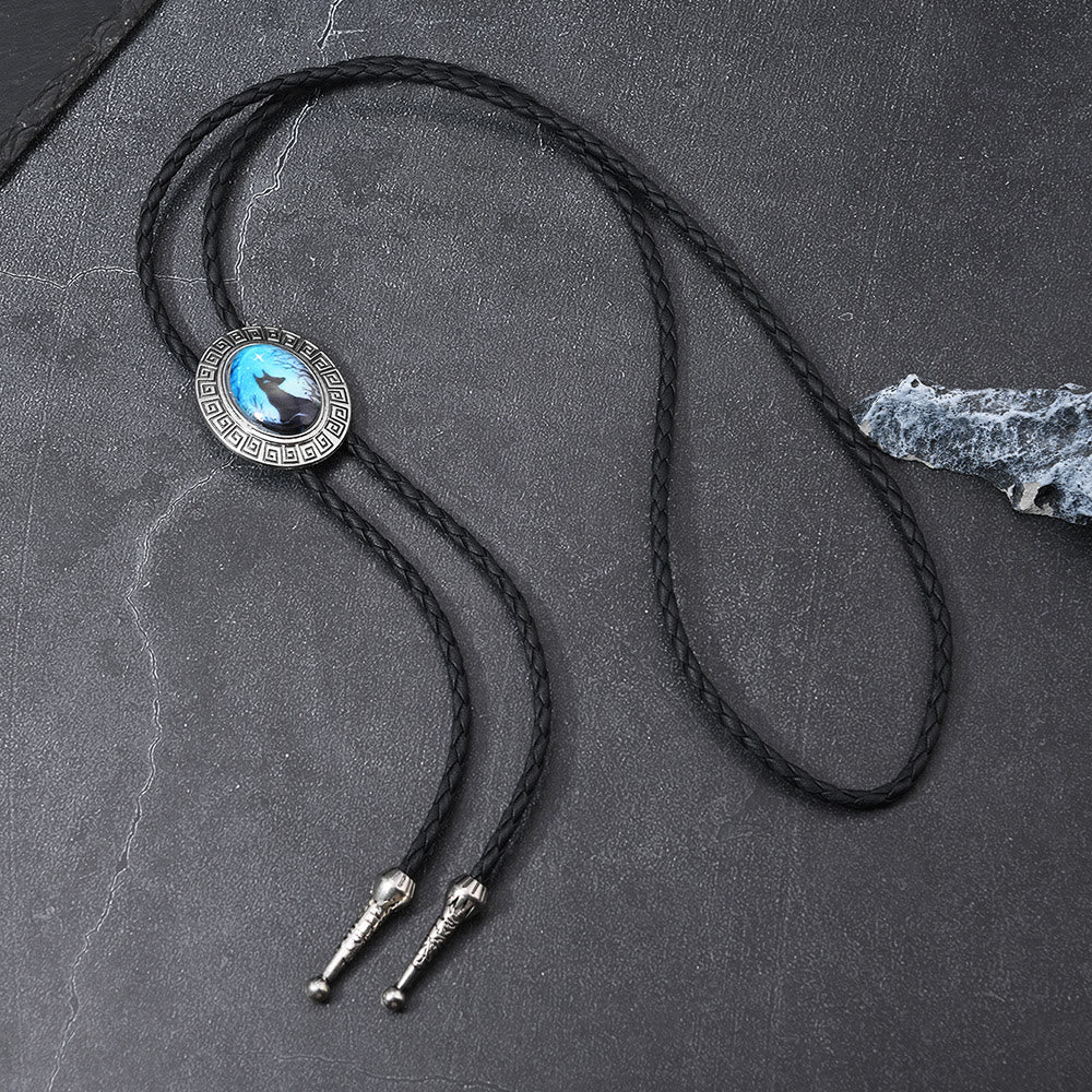 Night Scene Mystic Fox Western Bolo Tie