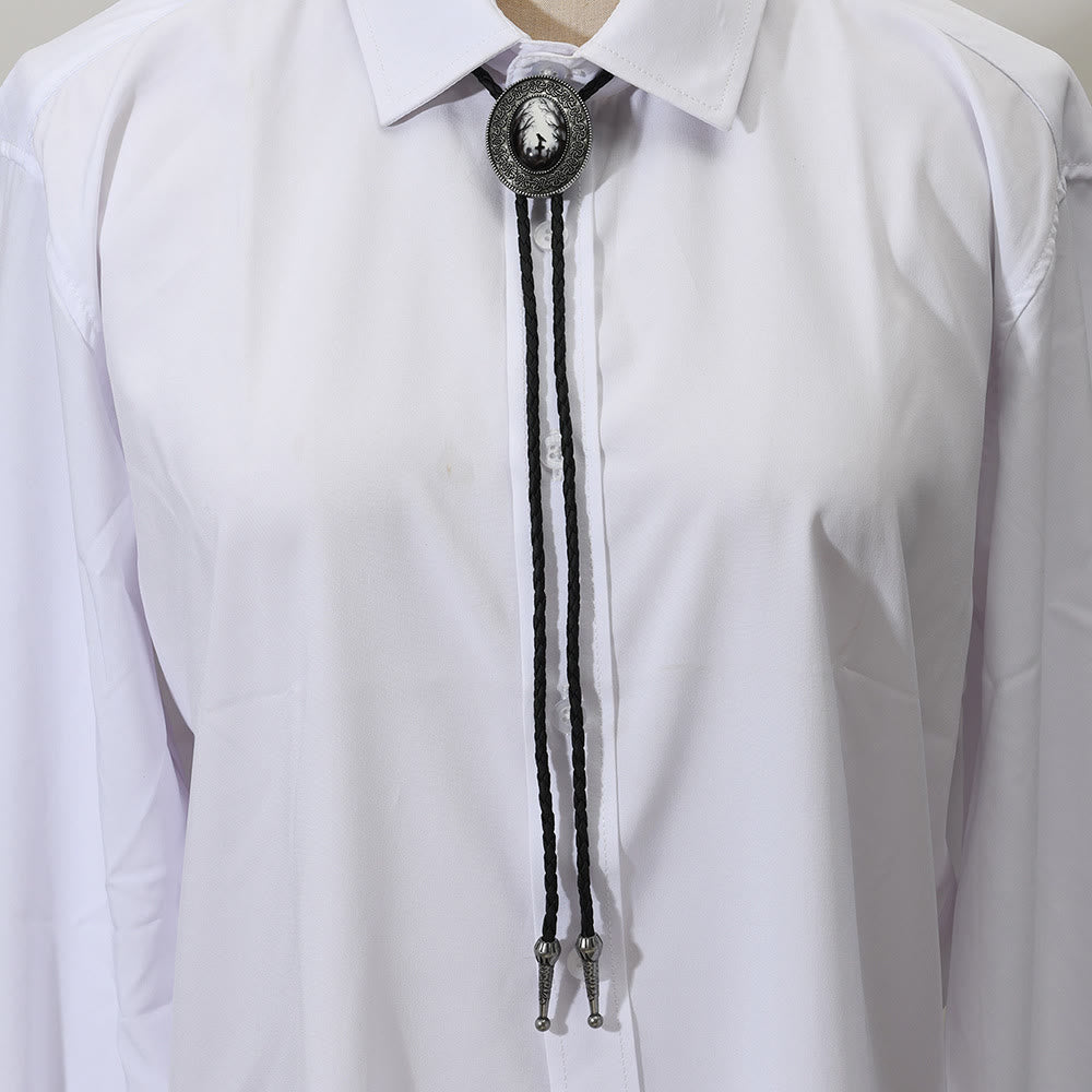 Gothic Raven Pattern Western Pendant Bolo Tie