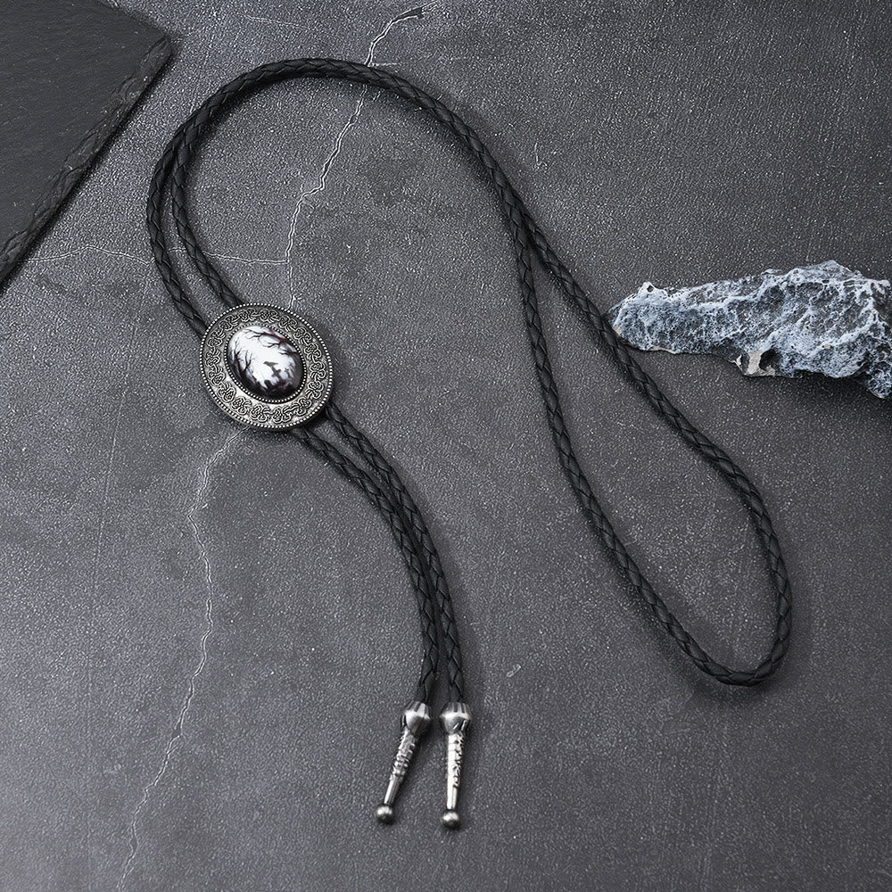 Gothic Raven Pattern Western Pendant Bolo Tie