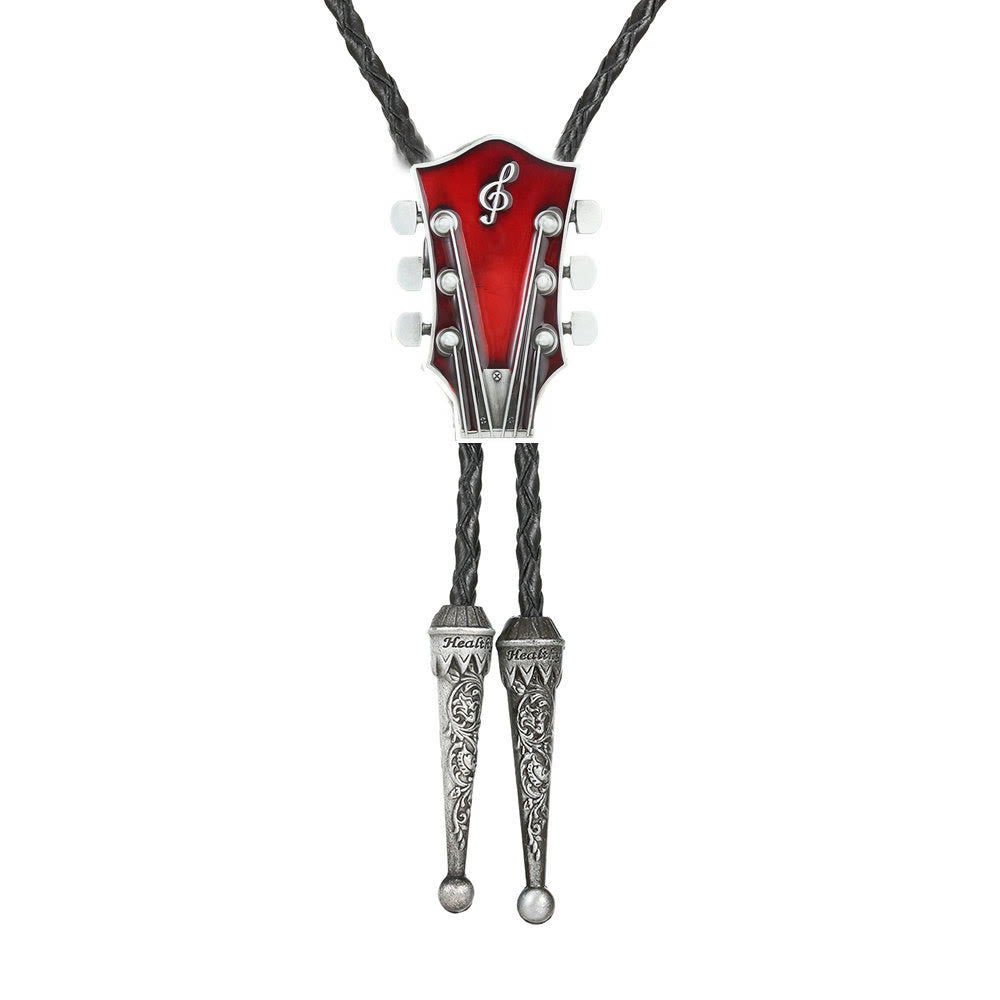 Guitar Shape Retro Metal Frame Bolo Tie