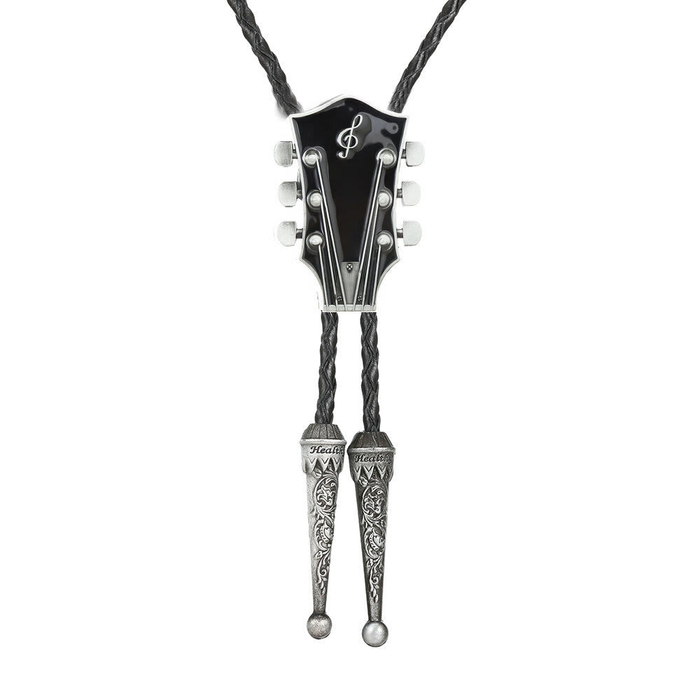 Guitar Shape Retro Metal Frame Bolo Tie