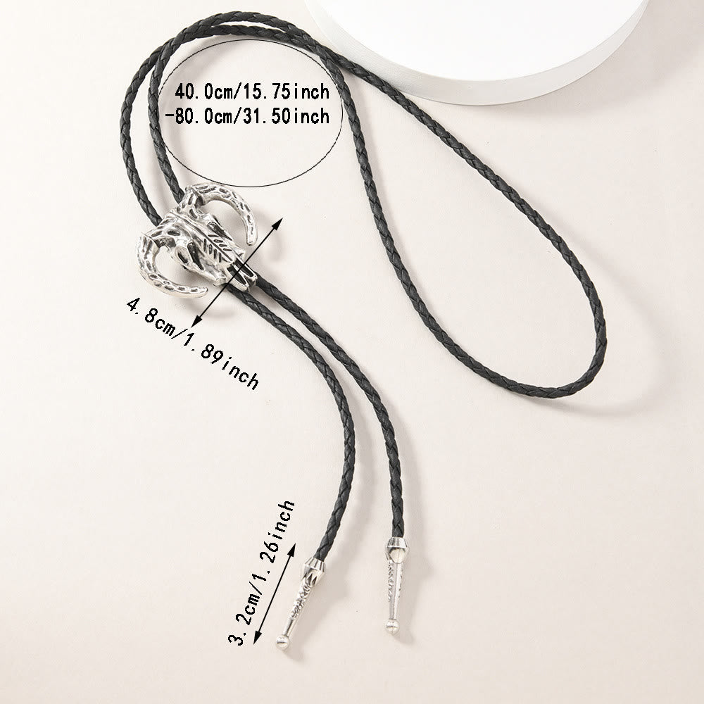 Southwestern Steer Skull Metal Bolo Tie