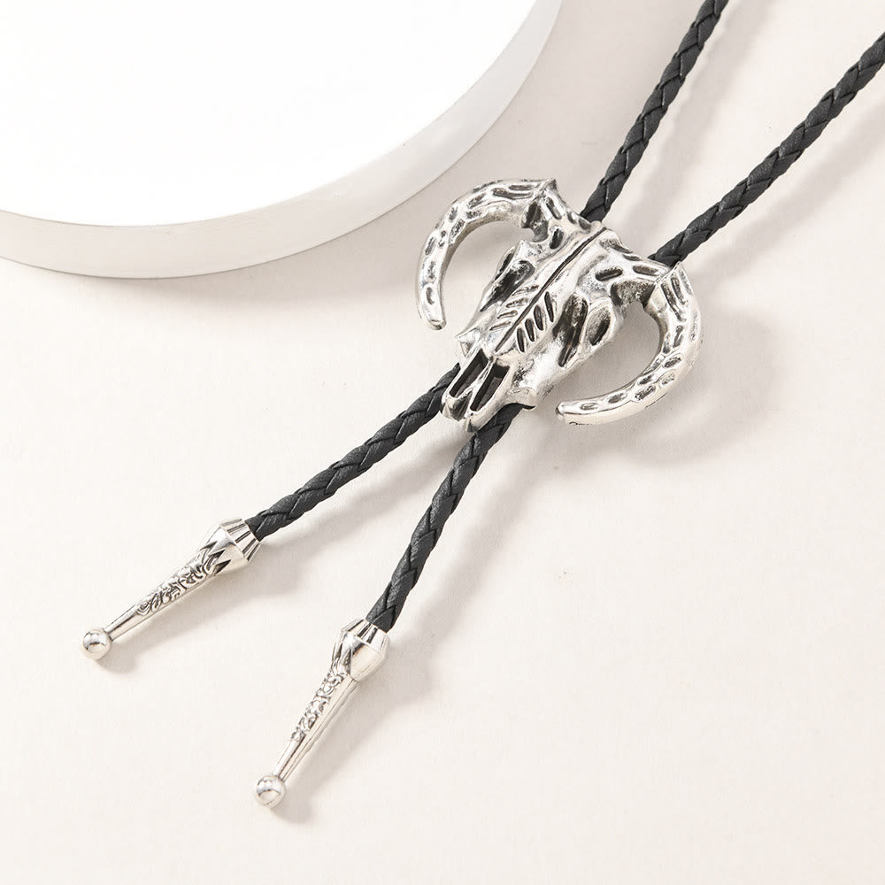 Southwestern Steer Skull Metal Bolo Tie