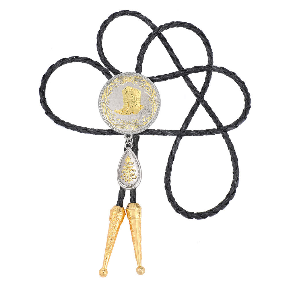 Western Portrait Medallion Layered Bolo Tie