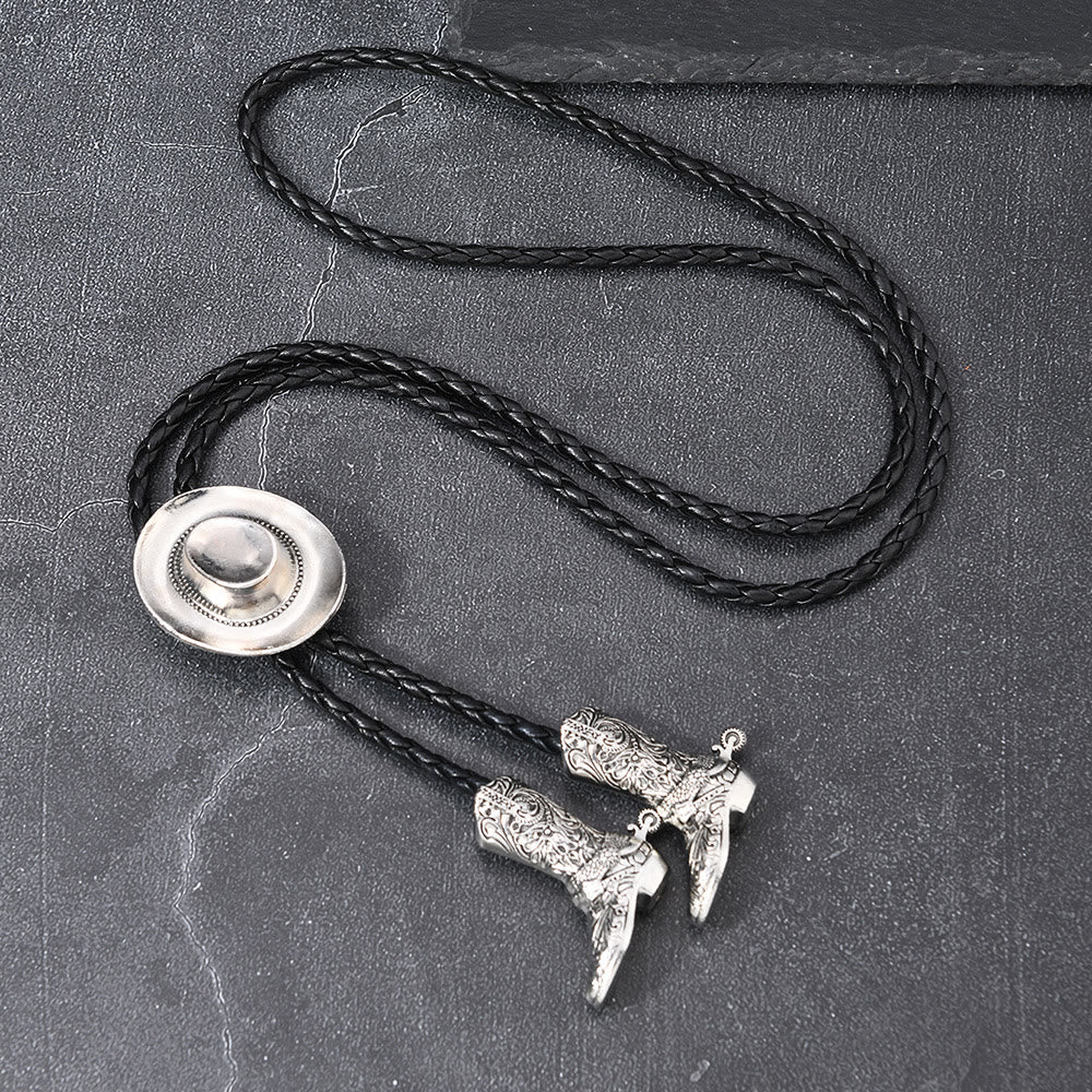 Western Cowboy Hat Medallion Boot Tip Bolo Tie