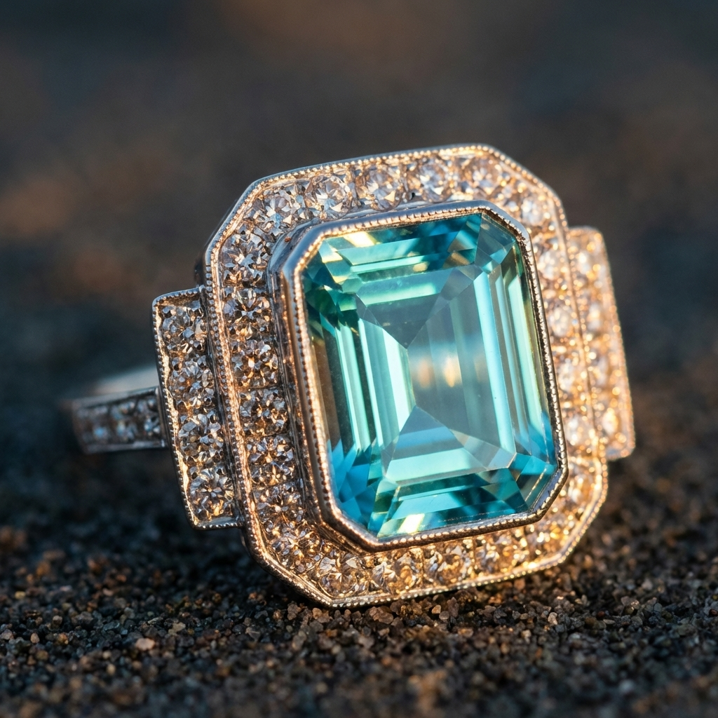 Aqua Crystal Ring