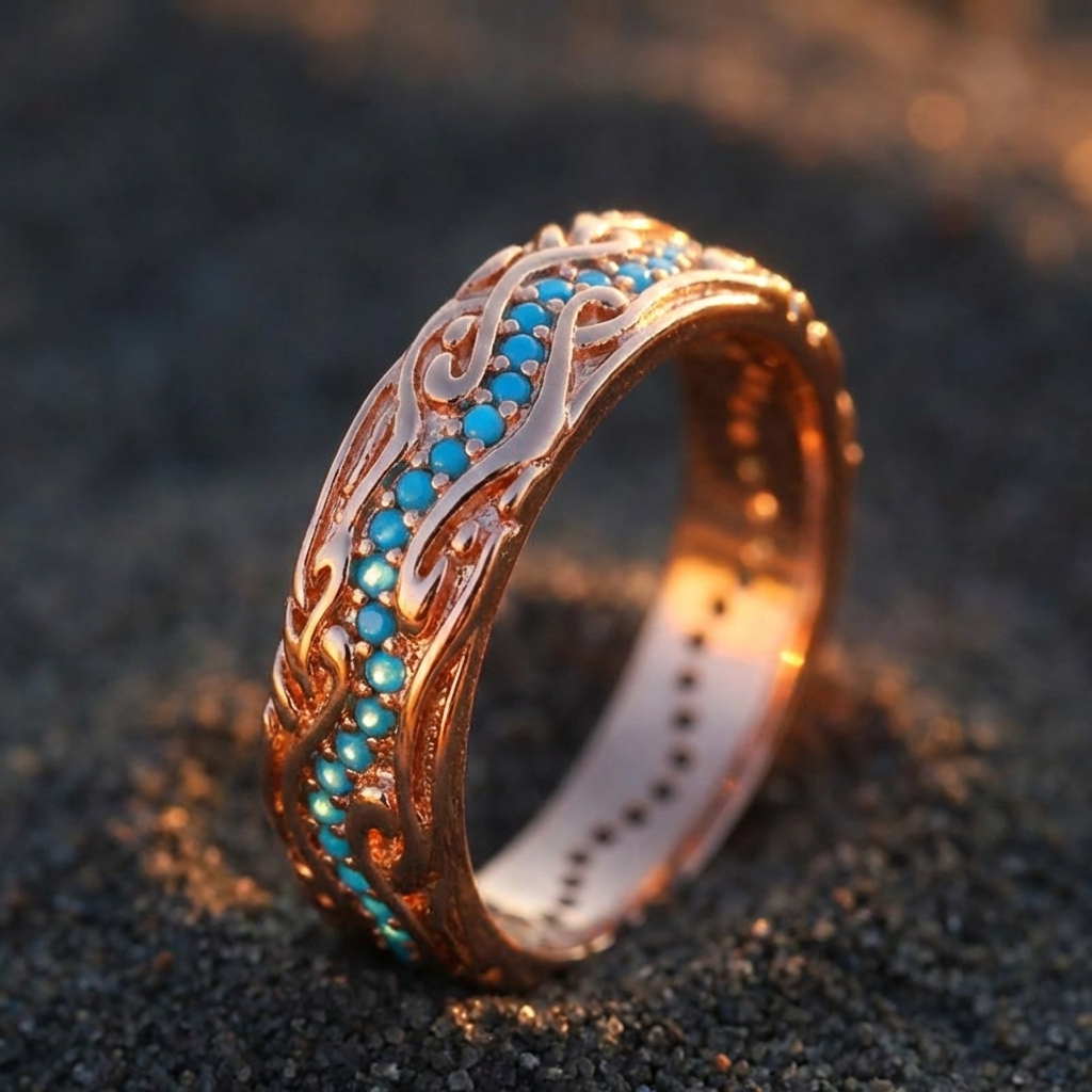Aqua Tidal Band Ring