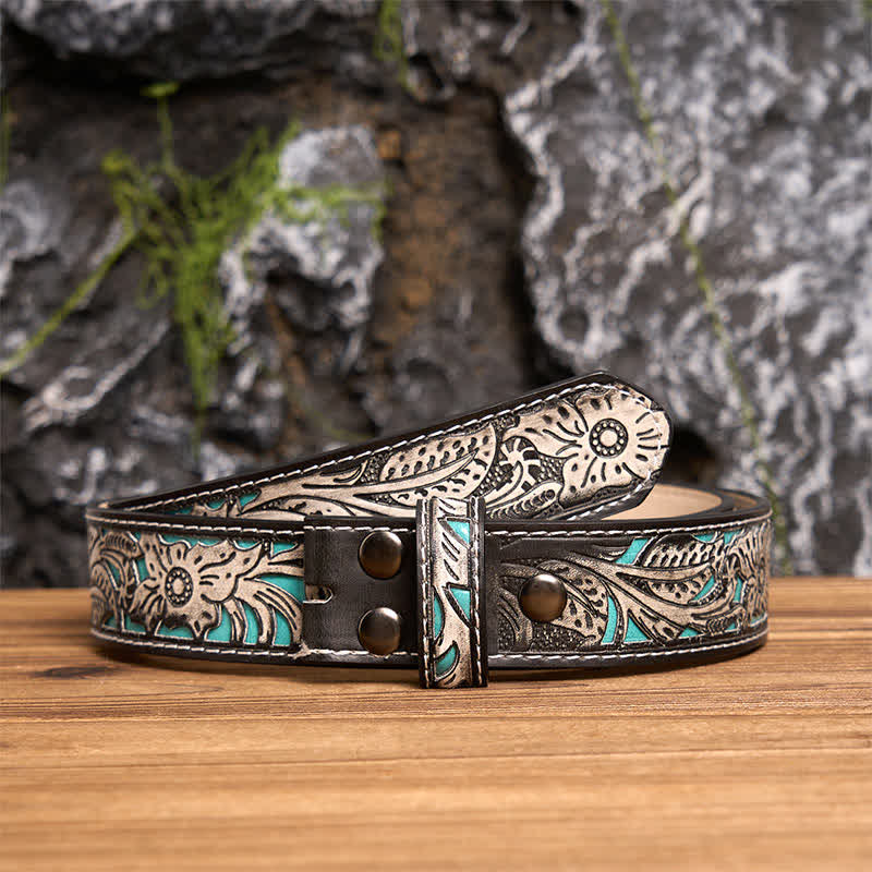 Western Luck Horseshoe-Shaped DIY Buckle Leather Belt