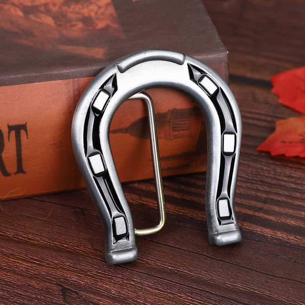 Western Luck Horseshoe-Shaped DIY Buckle Leather Belt