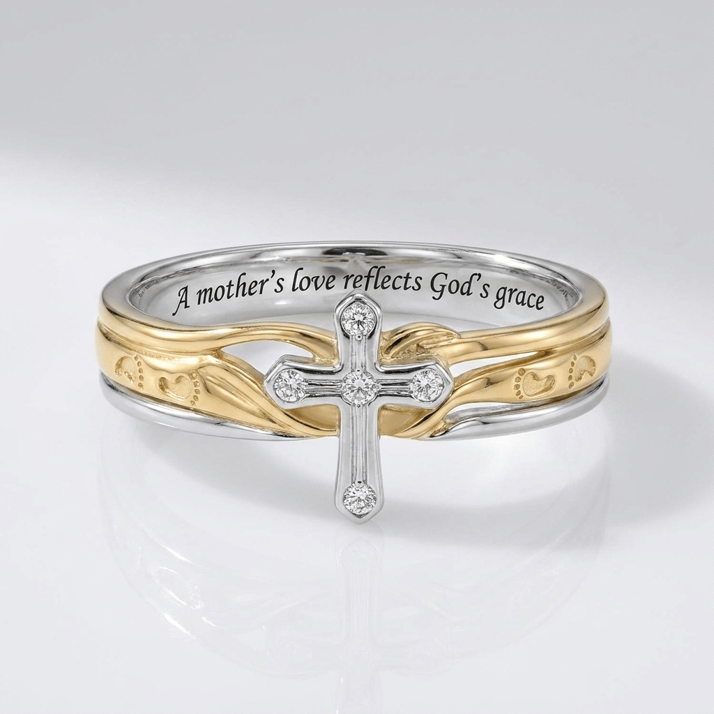 A MOTHER'S LOVE SILVER & GOLD RING