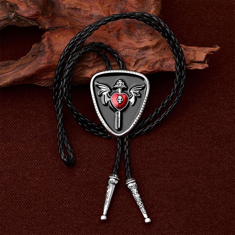 Winged Skull & Dagger Immortal Heart Bolo Tie