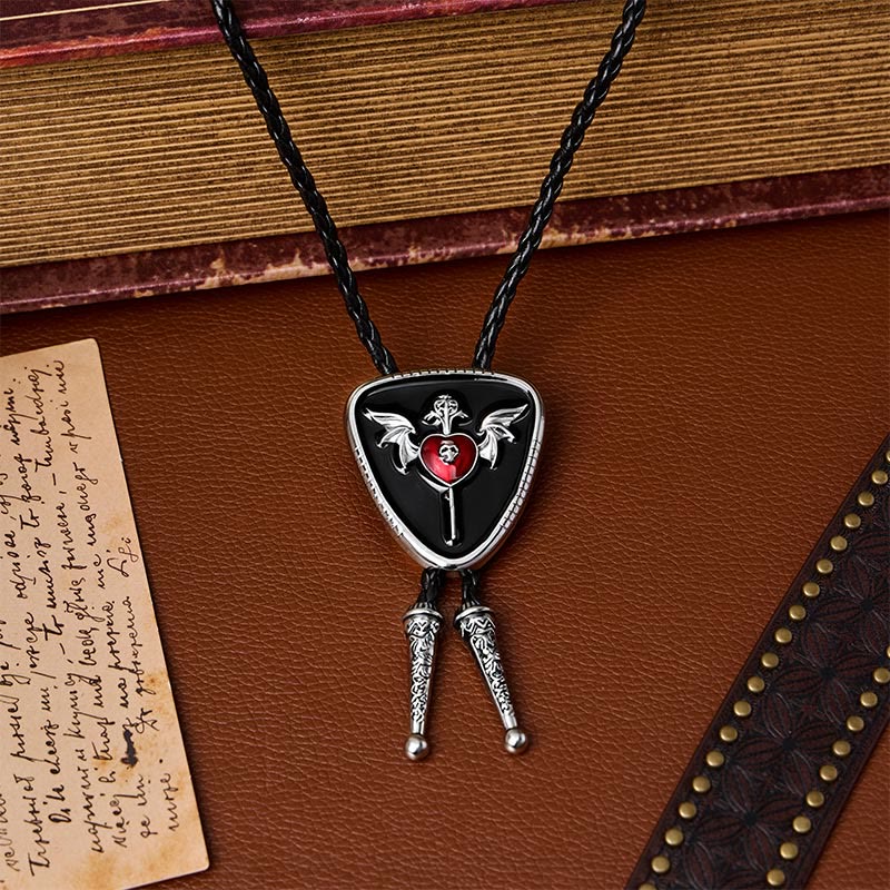 Winged Skull & Dagger Immortal Heart Bolo Tie