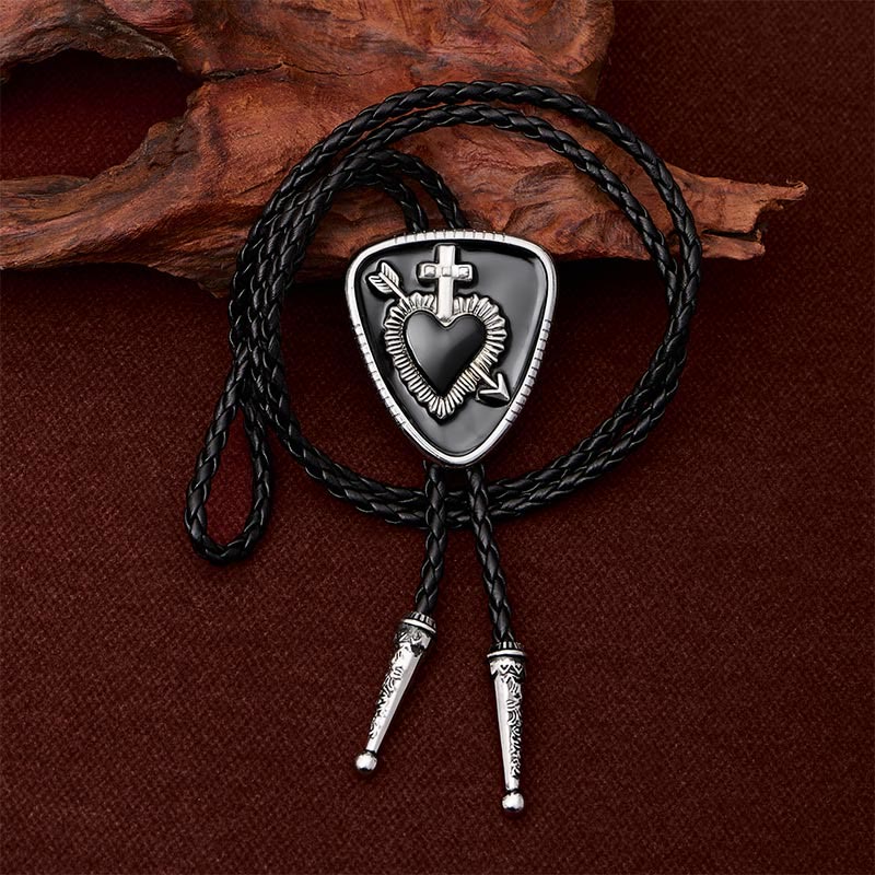 Gothic Emo Cross Arrow Heartbreaker Bolo Tie