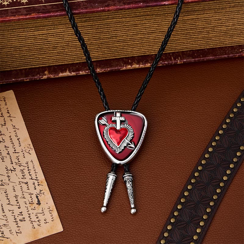Gothic Emo Cross Arrow Heartbreaker Bolo Tie