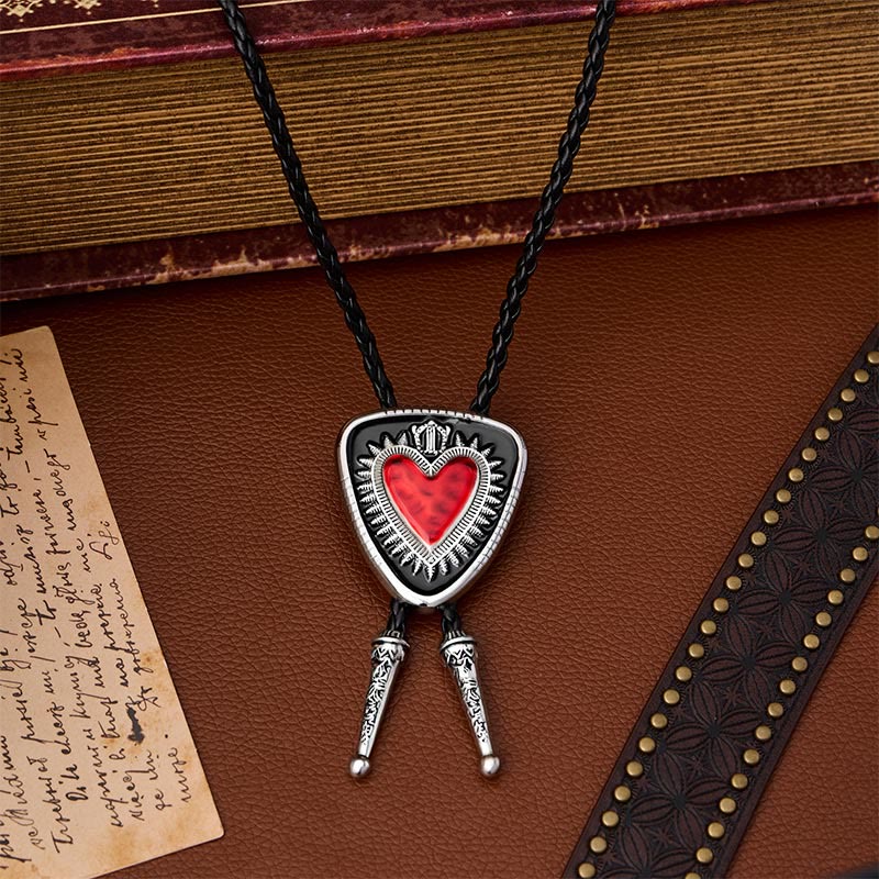 Vintage Shield Shape Sacred Heart Crown Bolo Tie